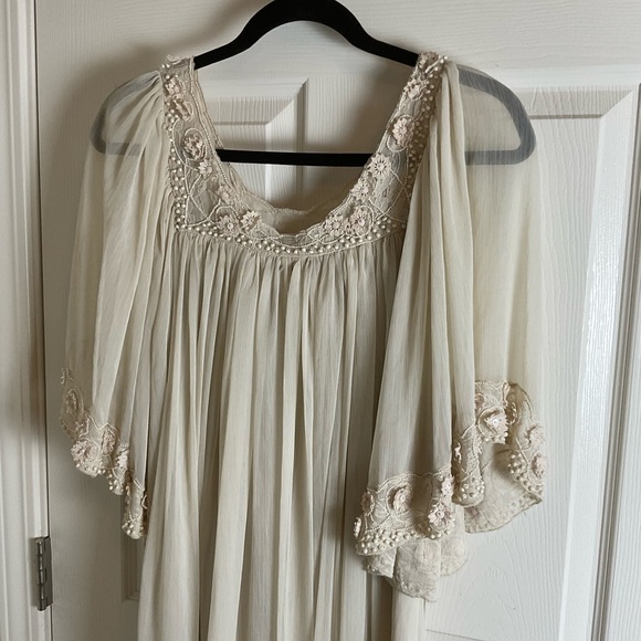 Free People Ivory Etheral Embellished Chiffon Mini Dress-small - Picture 10 of 14